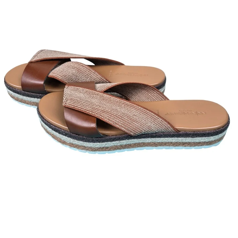 NR Rapisardi Firenze Espadrille Platform Sandals Women Tan Leather EU 41 US 10.5
